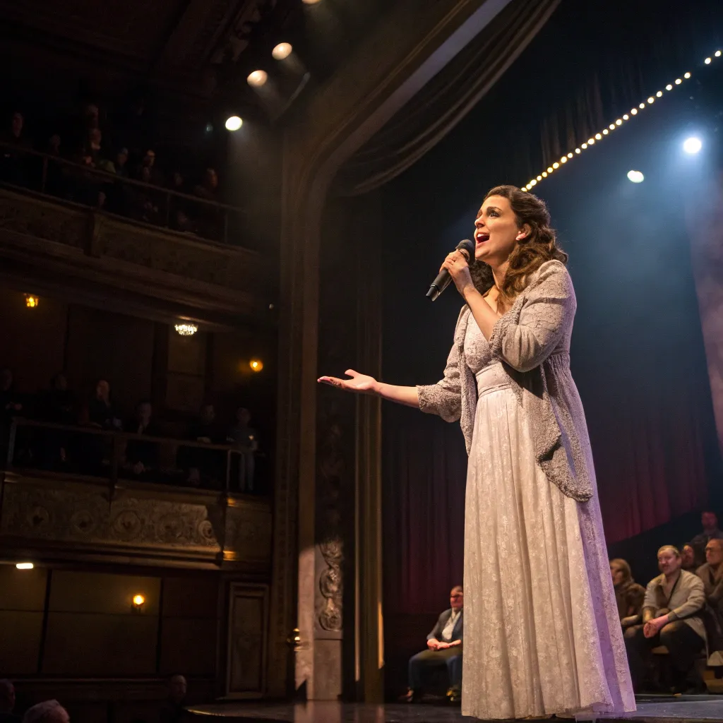 Emily Jackson performing on stage in a theatre play